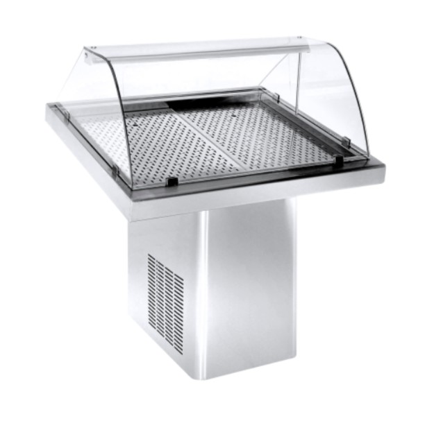 Хладилна витрина за риба INOX 1000х920х1180мм (изложбена площ 880х720мм) с вграден агрегат