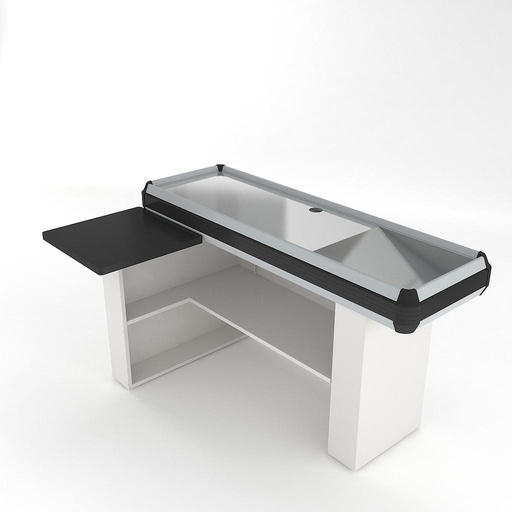 [RY.CAT050005] BLACK SEA CHECKOUT L TYPE DESK W/O BELT (ECO) - (R) L:1600 D:1000 / H:900