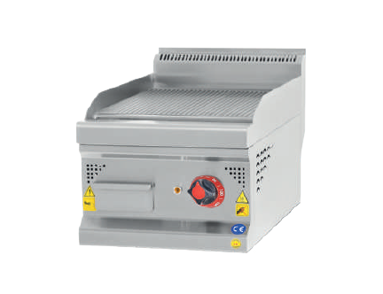 [KRCS.IZTE.470] Plate-type ribbed electric grill, 400x700x300