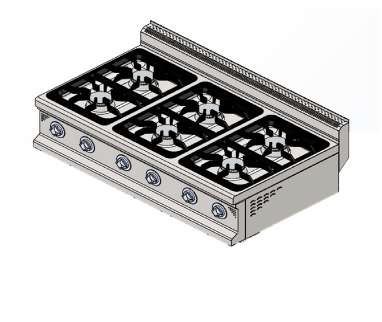 [KRCS.SOGL.1270] GAS hobs, 1200x700x300mm, 6 hotplates