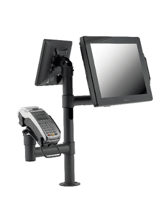 [STS-P2-pay] Double tube stand + terminal stand + customer monitor