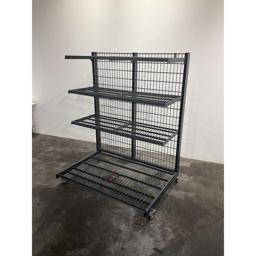 [UM.14163] Rack - trolley for fruits and vegetables on wheels grid 131x90x160cm RAL7016